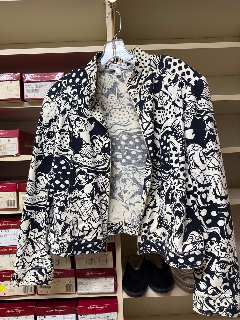 St John Sport Black and White Printed Jacket